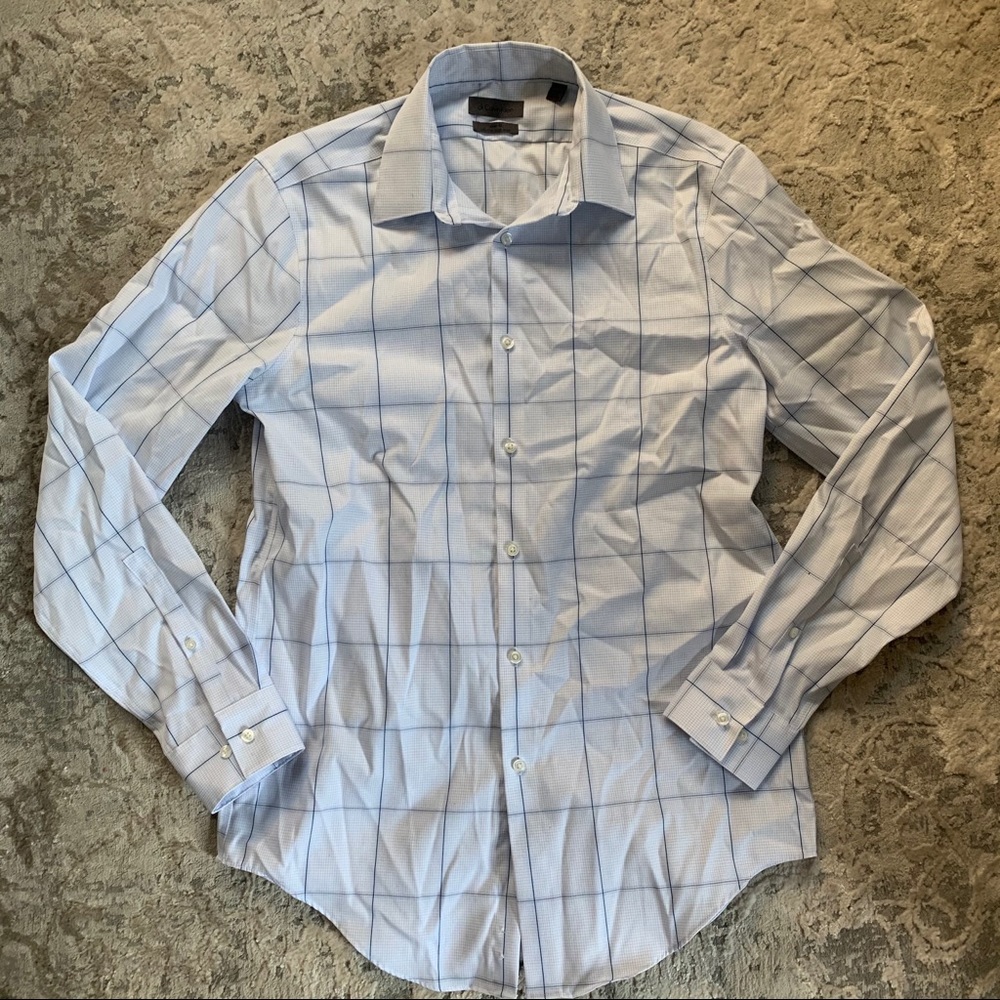 White and Blue patterned Button Up